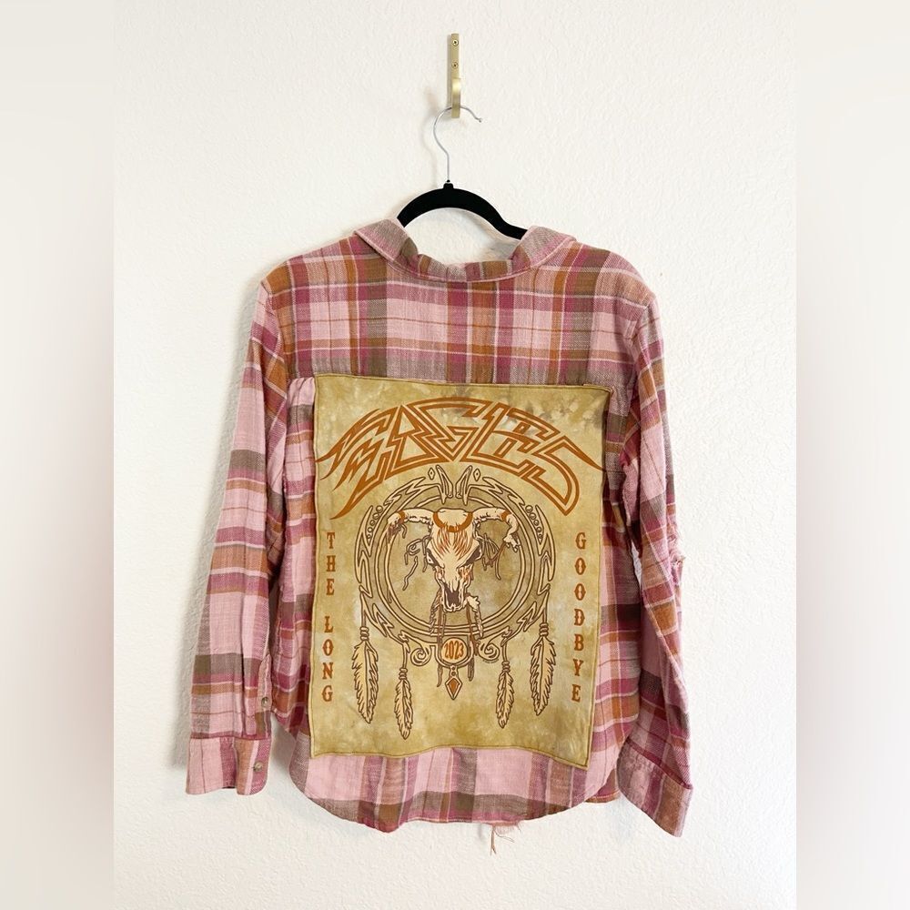 Up cycled flannel long sleeve shirts with your favorite bands! One of a kind! - Picture 9 of 11
